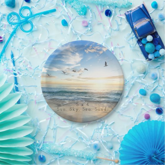 Sun. Himmel. Meer. Sand. Strand-Szene Pappteller (Party)