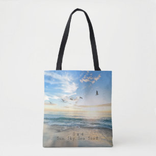 Sun. Himmel. Meer. Sand. Strand-Szene Tasche