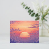 Sun Horizon - Vibrant Painterly Illustration Style Postkarte (Stehend Vorderseite)