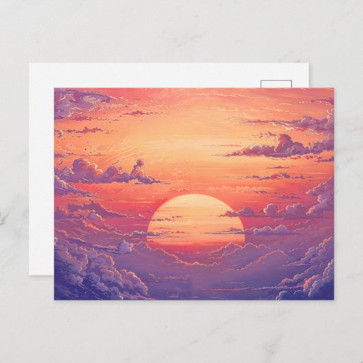 Sun Horizon - Vibrant Painterly Illustration Style Postkarte (Vorne/Hinten)