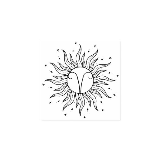 Sun Horoscope Aries Gummistempel (Prägung)
