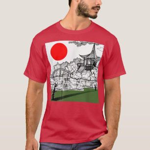 Sun im japanischen Stil, in Rot und Cartoon Ninjas T-Shirt