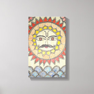 Sun in der Madhubani Malereiart Leinwanddruck
