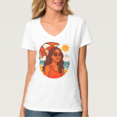 Sun‑Kissed Beach Day | Umbrella Girl Summer 2025 T T-Shirt (Vorderseite)