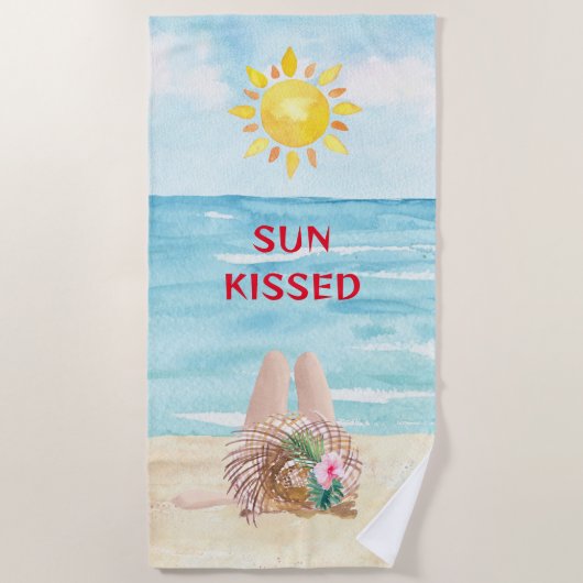 Sun Kissed Beach Handtuch mit Sonnenbad (Vorderseite)
