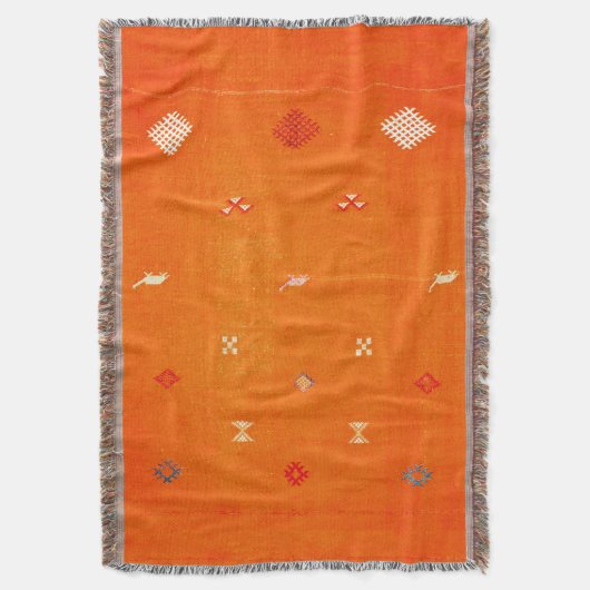 Sun-Kissed Comfort: Orange Boho marokkanisch Decke (Vorderseite Vertikal)