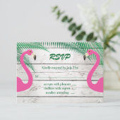 Sun Kissed Flamingo Wedding RSVP Karte (Stehend Vorderseite)