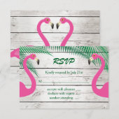 Sun Kissed Flamingo Wedding RSVP Karte (Vorne/Hinten)