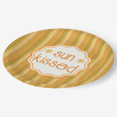 Sun Kissed Golden Yellow Orange Green Rust Stripe Pappteller (Schrägansicht)
