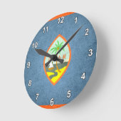 Sun kissed Guam Flag Runde Wanduhr (Winkel)