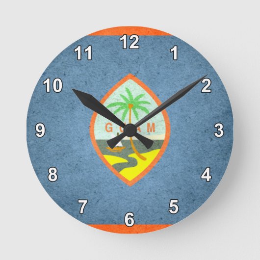 Sun kissed Guam Flag Runde Wanduhr (Vorderseite)
