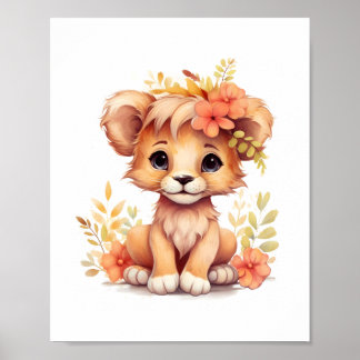 Sun-Kissed Lion Cub Kinderzimmer Kinder Poster