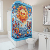 Sun-Kissed Ocean Jam: Festival Moon and Stars Duschvorhang (Beispiel)