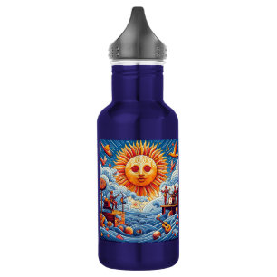 Sun-Kissed Ocean Jam: Festival Moon and Stars Edelstahlflasche