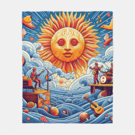 Sun-Kissed Ocean Jam: Festival Moon and Stars Fleecedecke