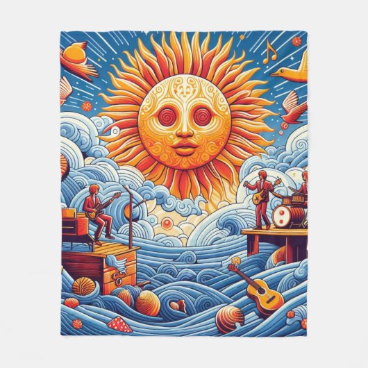 Sun-Kissed Ocean Jam: Festival Moon and Stars Fleecedecke (Vorderseite)