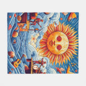 Sun-Kissed Ocean Jam: Festival Moon and Stars Fleecedecke (Vorderseite (Horizontal))