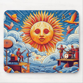 Sun-Kissed Ocean Jam: Festival Moon and Stars Mousepad
