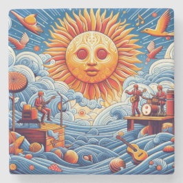 Sun-Kissed Ocean Jam: Festival Moon and Stars Steinuntersetzer