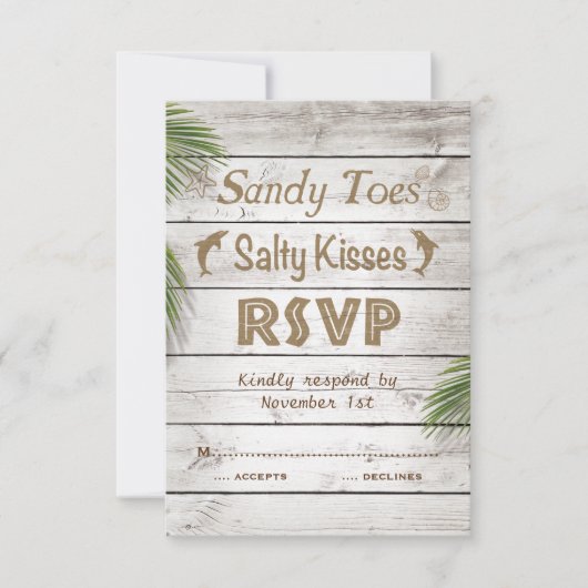 Sun Kissed Sandy Toes Salty Kisses UAWG RSVP Karte (Vorderseite)
