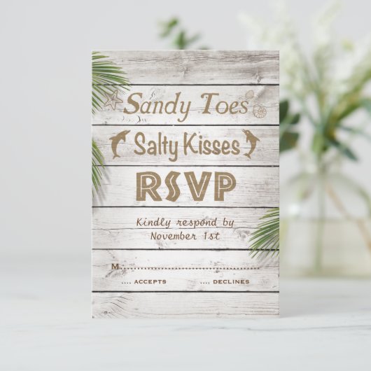 Sun Kissed Sandy Toes Salty Kisses UAWG RSVP Karte (Stehend Vorderseite)