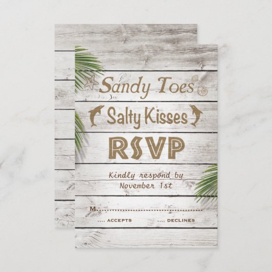 Sun Kissed Sandy Toes Salty Kisses UAWG RSVP Karte (Vorne/Hinten)