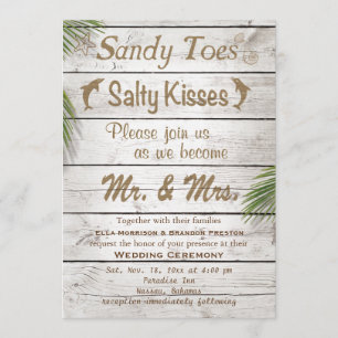 Sun Kissed Sandy Toes Salty Kisses Wedding Invite Einladung