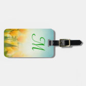 Sun Kissed Yellow Tulips Monogram Gepäckanhänger (Vorderseite horizontal)