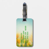 Sun Kissed Yellow Tulips Monogram Gepäckanhänger (Rückseite vertikal)