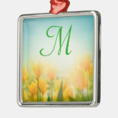 Sun Kissed Yellow Tulips Monogram, Initial Ornamen Silbernes Ornament (Links)