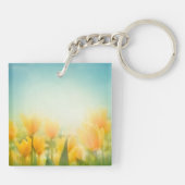 Sun Kissed Yellow Tulips Schlüsselkette Schlüsselanhänger (Rückseite)