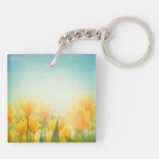 Sun Kissed Yellow Tulips Schlüsselkette Schlüsselanhänger (Rückseite)