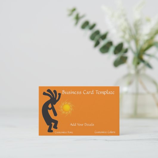 Sun Kokopelli Logo Business Card Visitenkarte (Stehend Vorderseite)