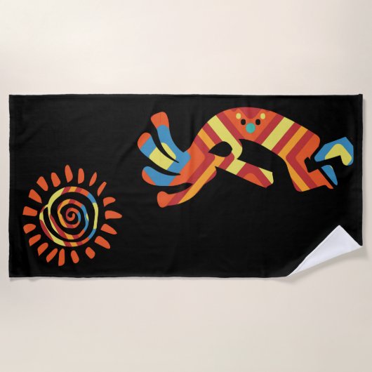 Sun Kokopelli Southwestern Beach Handtuch (Vorderseite)