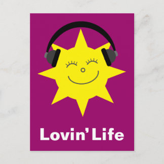 Sun & Kopfhörer Lovin' Life-Postkarte Postkarte