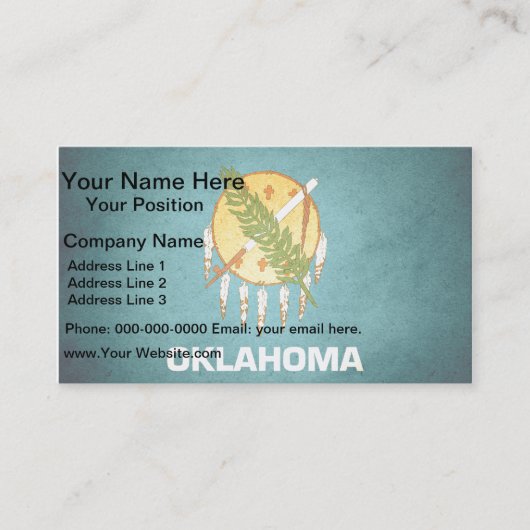 Sun-Küss-Oklahoma-Flagge Visitenkarte (Vorderseite)