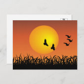 Sun Landschaft mit flatternden Vogelenten Postkarte (Vorne/Hinten)