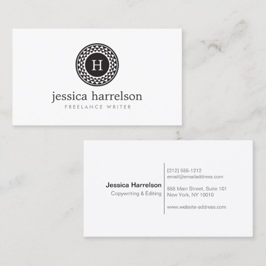 SUN LOGO MONOGRAM VISITENKARTE (Vorne/Hinten)