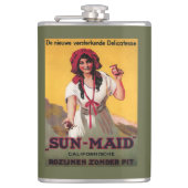 Sun-Mädchen Kalifornien-Rosinen-Plakat Flachmann (Vorderseite)