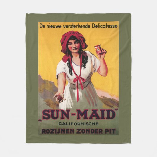 Sun-Mädchen Kalifornien-Rosinen-Plakat Fleecedecke (Vorderseite)