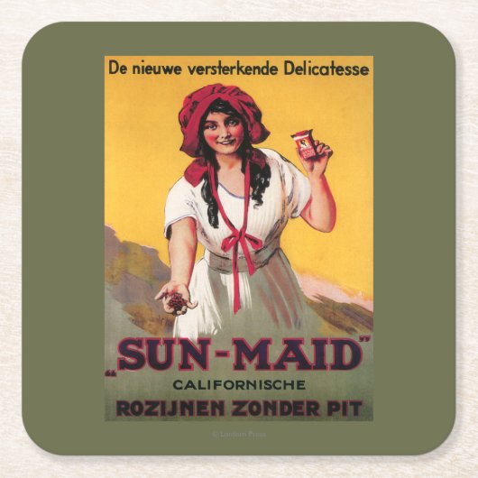 Sun-Mädchen Kalifornien-Rosinen-Plakat Rechteckiger Pappuntersetzer (Vorderseite)