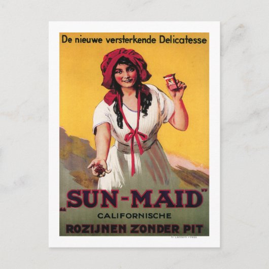 Sun Maid California Raisin Poster Postkarte (Vorderseite)