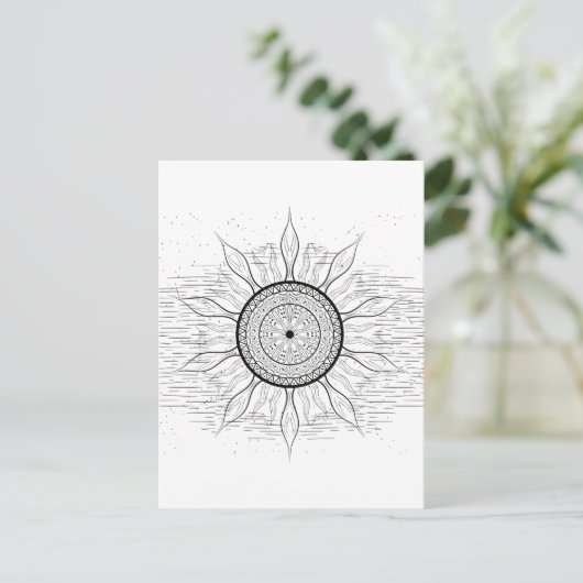 Sun Mandala 1 Feiertagspostkarte (Stehend Vorderseite)