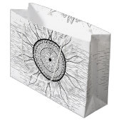 Sun Mandala 1 Große Geschenktüte (Vorderseite Schrägansicht)