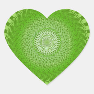Sun Mandala green Herz-Aufkleber