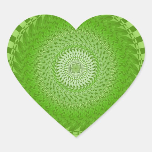 Sun Mandala green Herz-Aufkleber (Vorderseite)