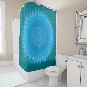 Sun Mandala Light Blue Duschvorhang