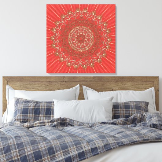 Sun Mandala - Wrapped Canvas Leinwanddruck (Insitu (Schlafzimmer))