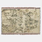 SUN MARS Antique Schwarz-weiß Astrologie Zeichnend Decke (Vorderseite)