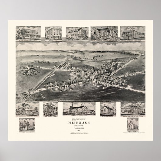 Sun, MD Panoramic Map - 1907 Poster (Vorne)